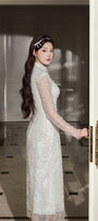 Bridal Sheath Long Sleeved Organza Midi Dress - MEAN BLVD