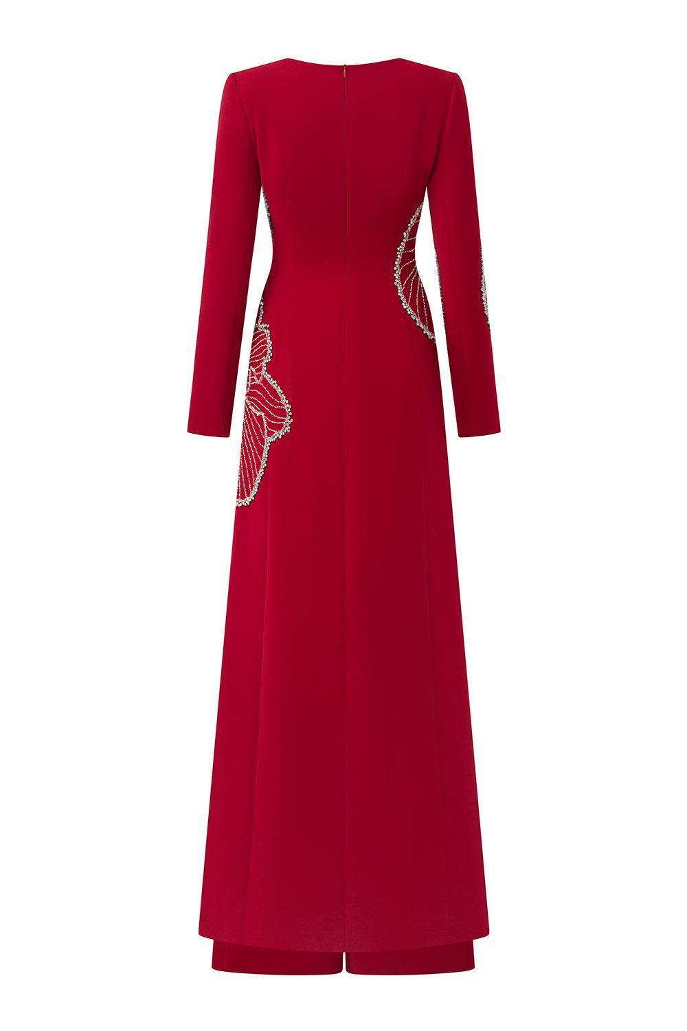 Brillia Sheath Stone Velvet Satin Floor Length Ao Dai - MEAN BLVD