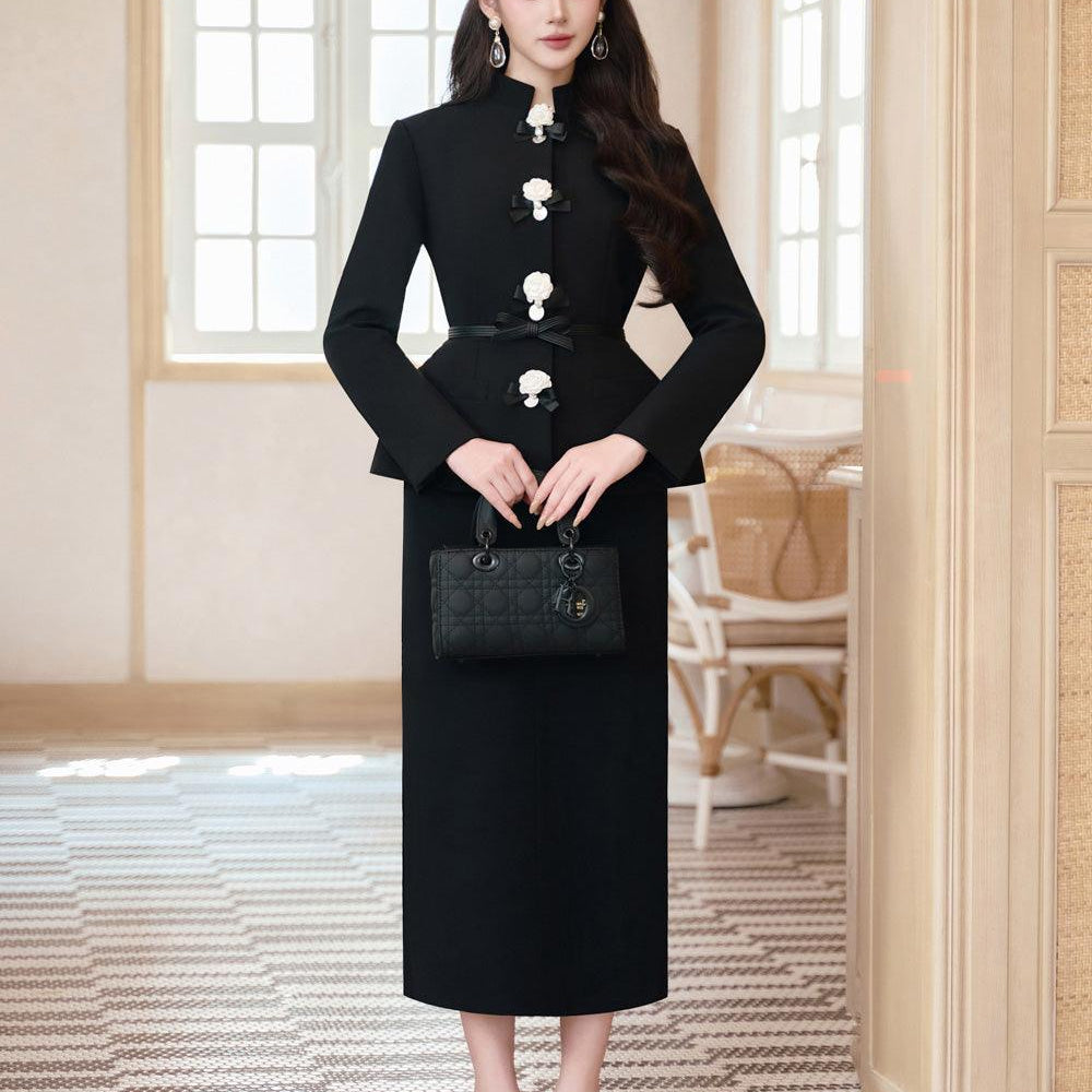 Briona Peplum Mandarin Neck Cotton Midi Set - MEAN BLVD