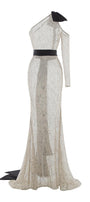 Britney Mermaid One Shoulder Cotton Mesh Floor Length Dress - MEAN BLVD