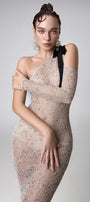 Britney Mermaid One Shoulder Cotton Mesh Floor Length Dress - MEAN BLVD