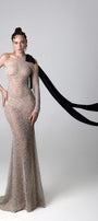 Britney Mermaid One Shoulder Cotton Mesh Floor Length Dress - MEAN BLVD