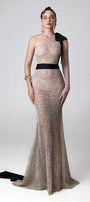 Britney Mermaid One Shoulder Cotton Mesh Floor Length Dress - MEAN BLVD