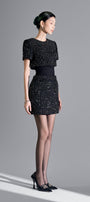 Brittany Straight Short Sleeved Tweed Mini Dress - MEAN BLVD