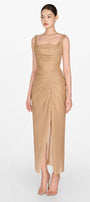 Brown Organza Linen Draped Dress - MEAN BLVD