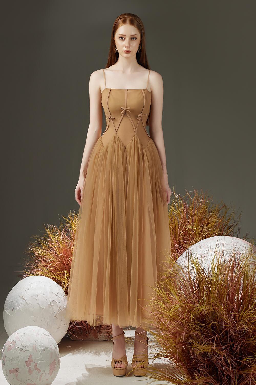 Bryant Pleated Camisole Taffeta Silk Midi Dress - MEAN BLVD