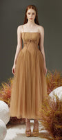 Bryant Pleated Camisole Taffeta Silk Midi Dress - MEAN BLVD