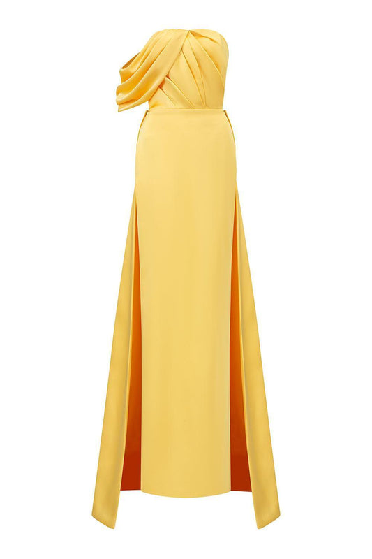 Bullock Sheath Off-Shoulder Poly Silk Floor Length Dress - MEAN BLVD