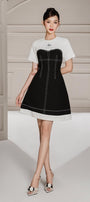 Bun Fit and Flare Short Sleeved Linen Cotton Mini Dress - MEAN BLVD
