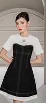 Bun Fit and Flare Short Sleeved Linen Cotton Mini Dress - MEAN BLVD