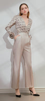 Bunnie Straight Long Sleeved Silk Ankle Length Jumpsuit - MEAN BLVD