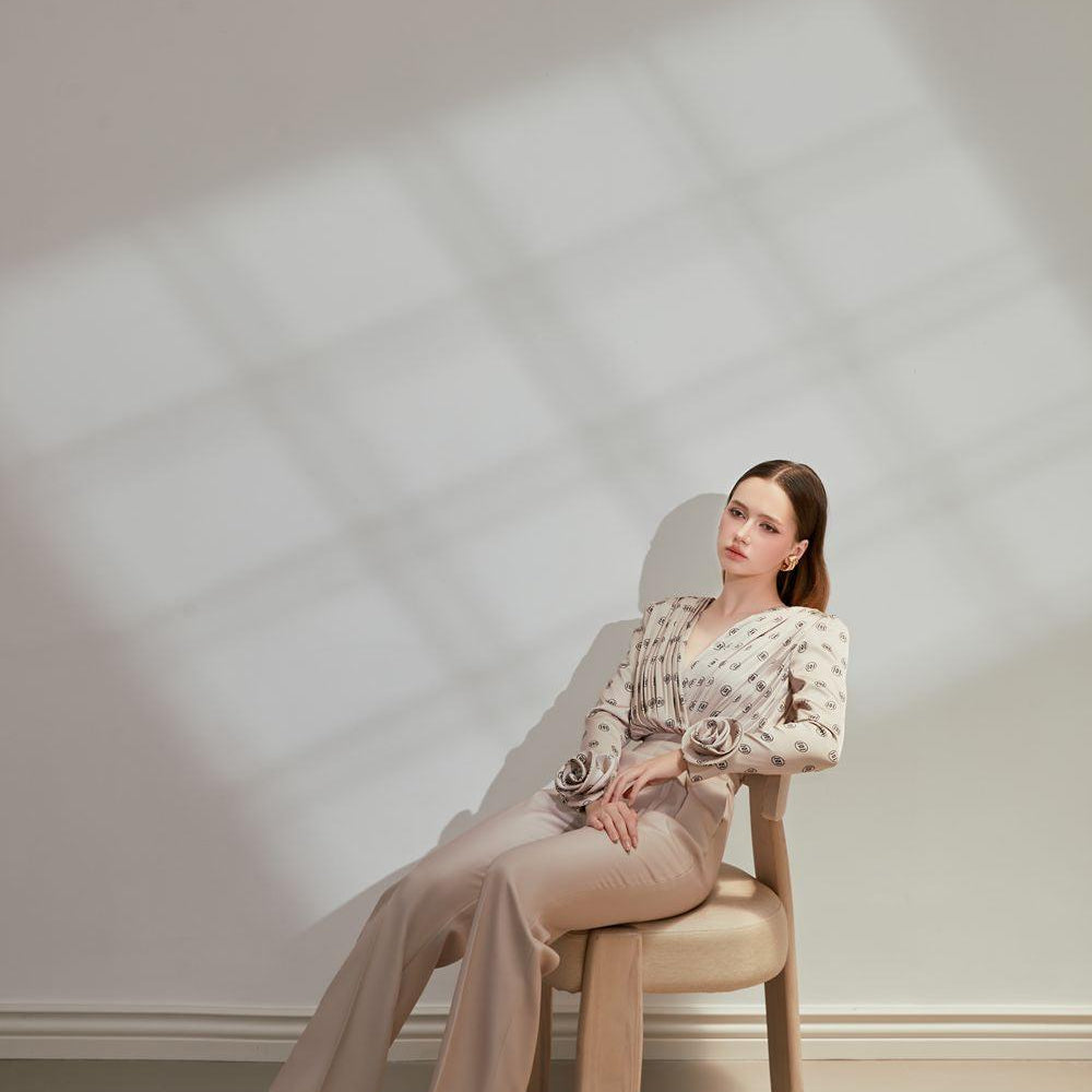 Bunnie Straight Long Sleeved Silk Ankle Length Jumpsuit - MEAN BLVD