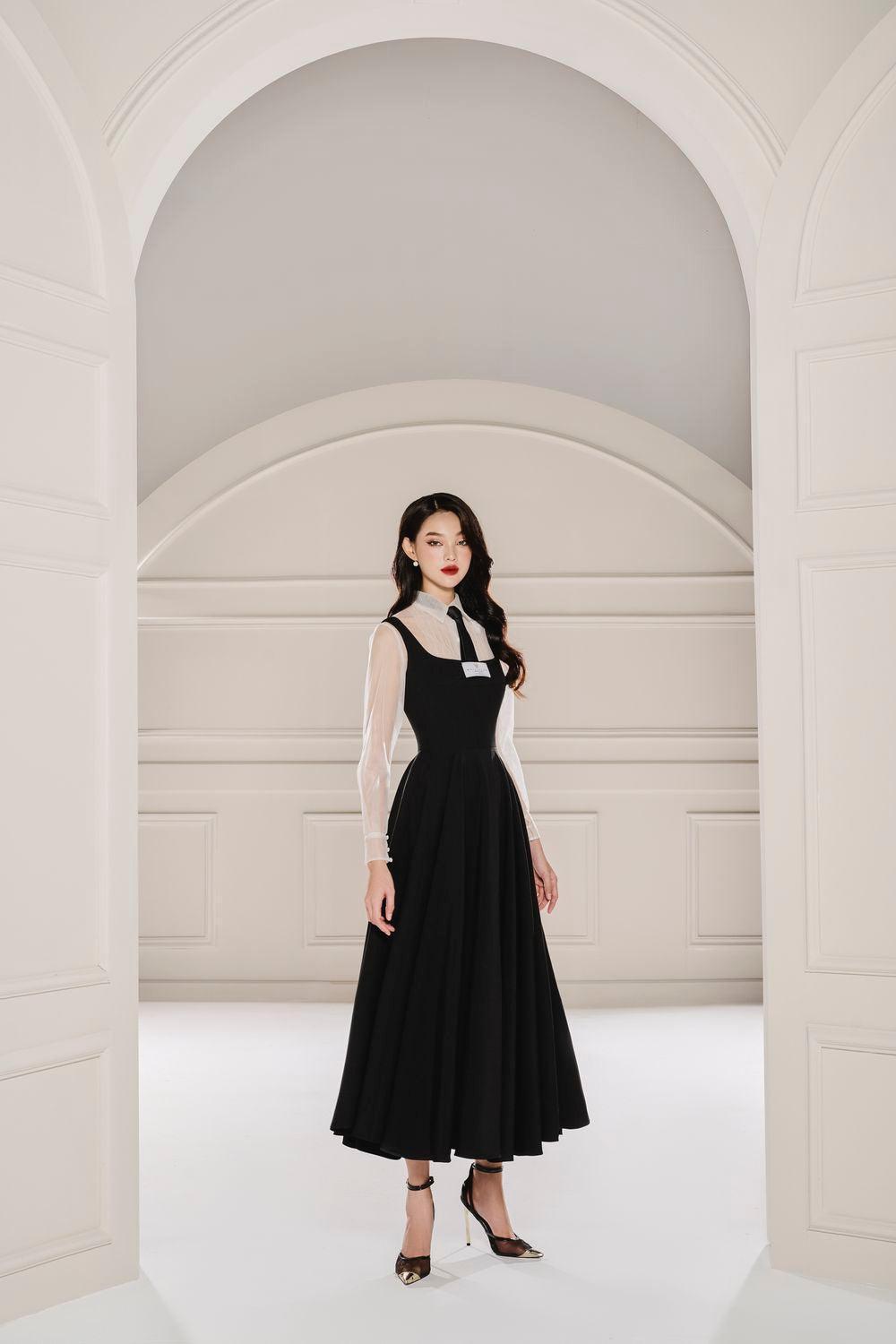 Women's Bunny A-line Pleated Cotton Midi Dress S/M/L/Customize Black MEAN BLVD S / Black Women's Bunny A-line Pleated Cotton Midi Dress S/M/L/Customize Black MEAN BLVD S / Black