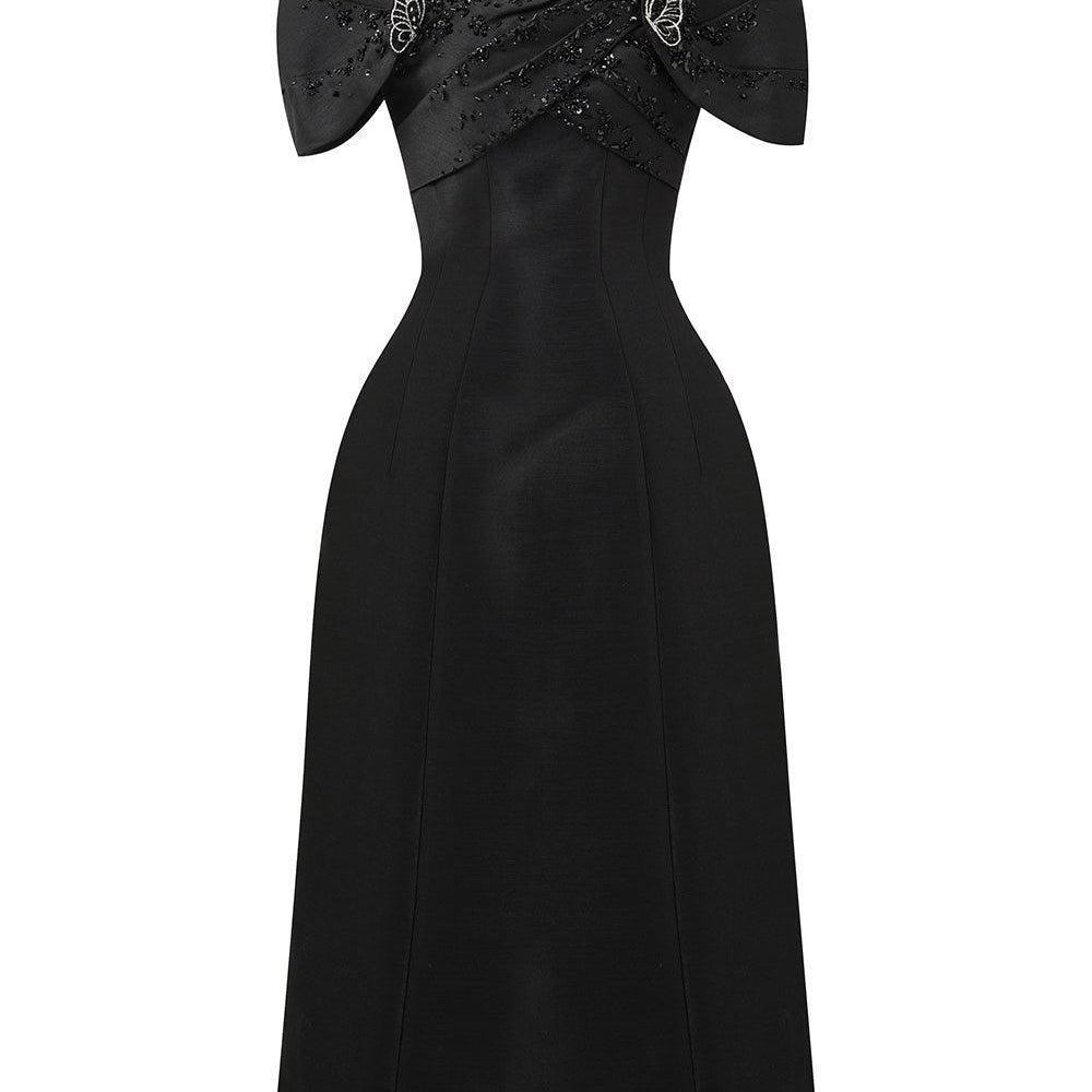 Butterfly A-line Square Neck Taffeta Midi Dress - MEAN BLVD