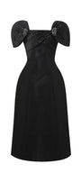 Butterfly A-line Square Neck Taffeta Midi Dress - MEAN BLVD