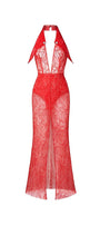 Butterfly Halter V-Neck Lace Maxi Dress - MEAN BLVD