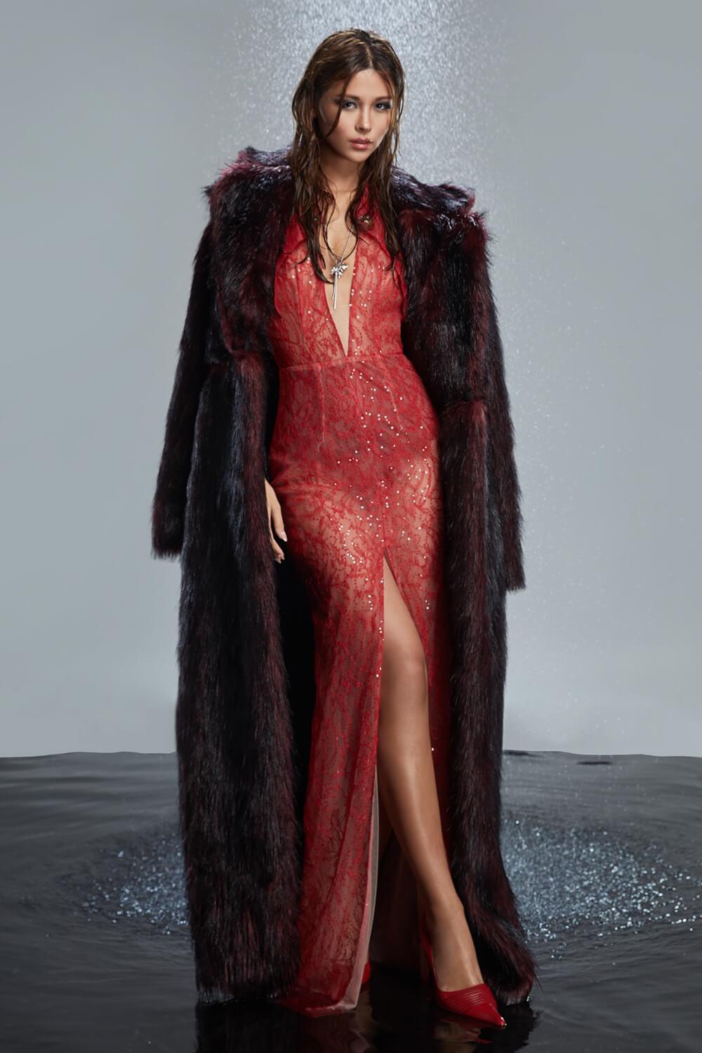 Butterfly Halter V-Neck Lace Maxi Dress - MEAN BLVD