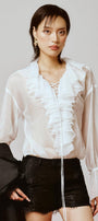 Butterfly Straight Poet Sleeved Cotton Blouse - MEAN BLVD