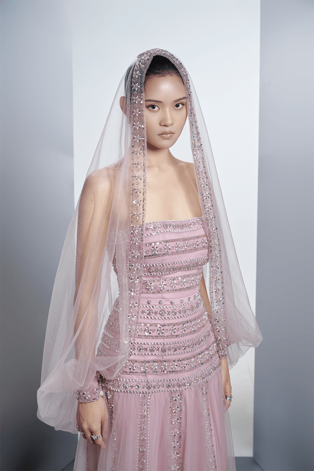 Zaria A-line Stone Polyester Floor Length Set