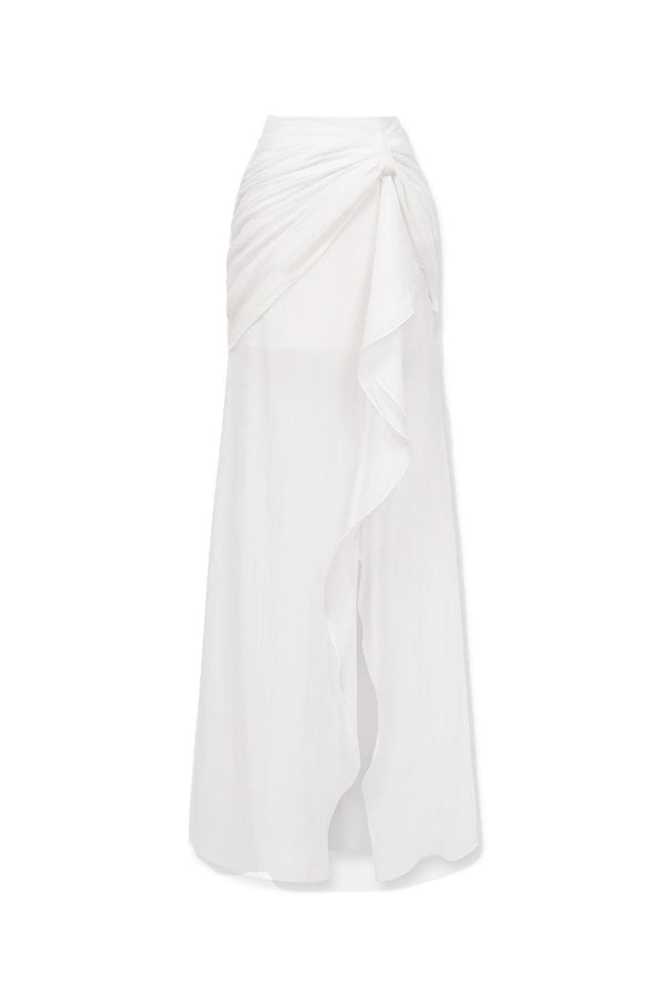 Caily Slit Gathered Silk Chiffon Floor Length Skirt - MEAN BLVD