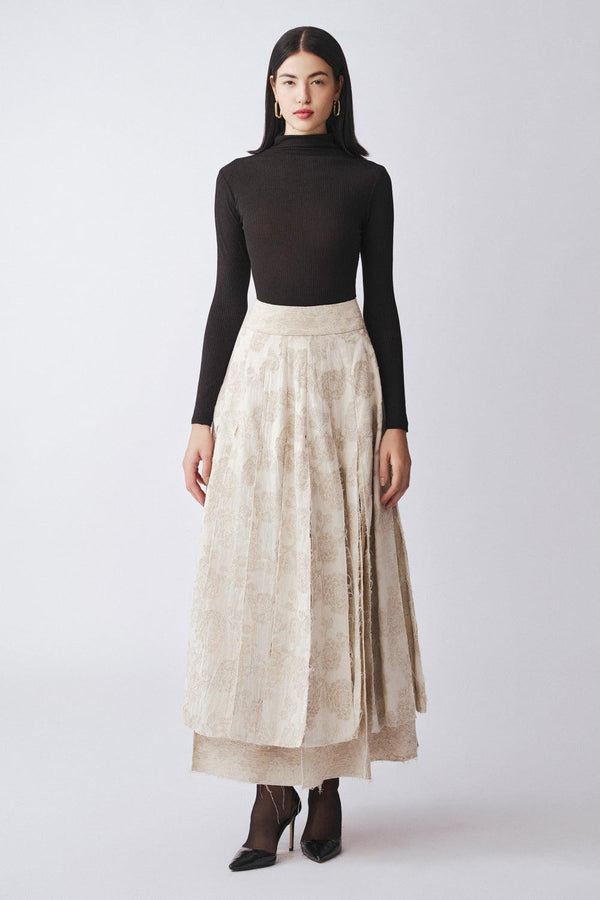 Calanthe A-line High Waist Linen Cotton Ankle Length Skirt - MEAN BLVD