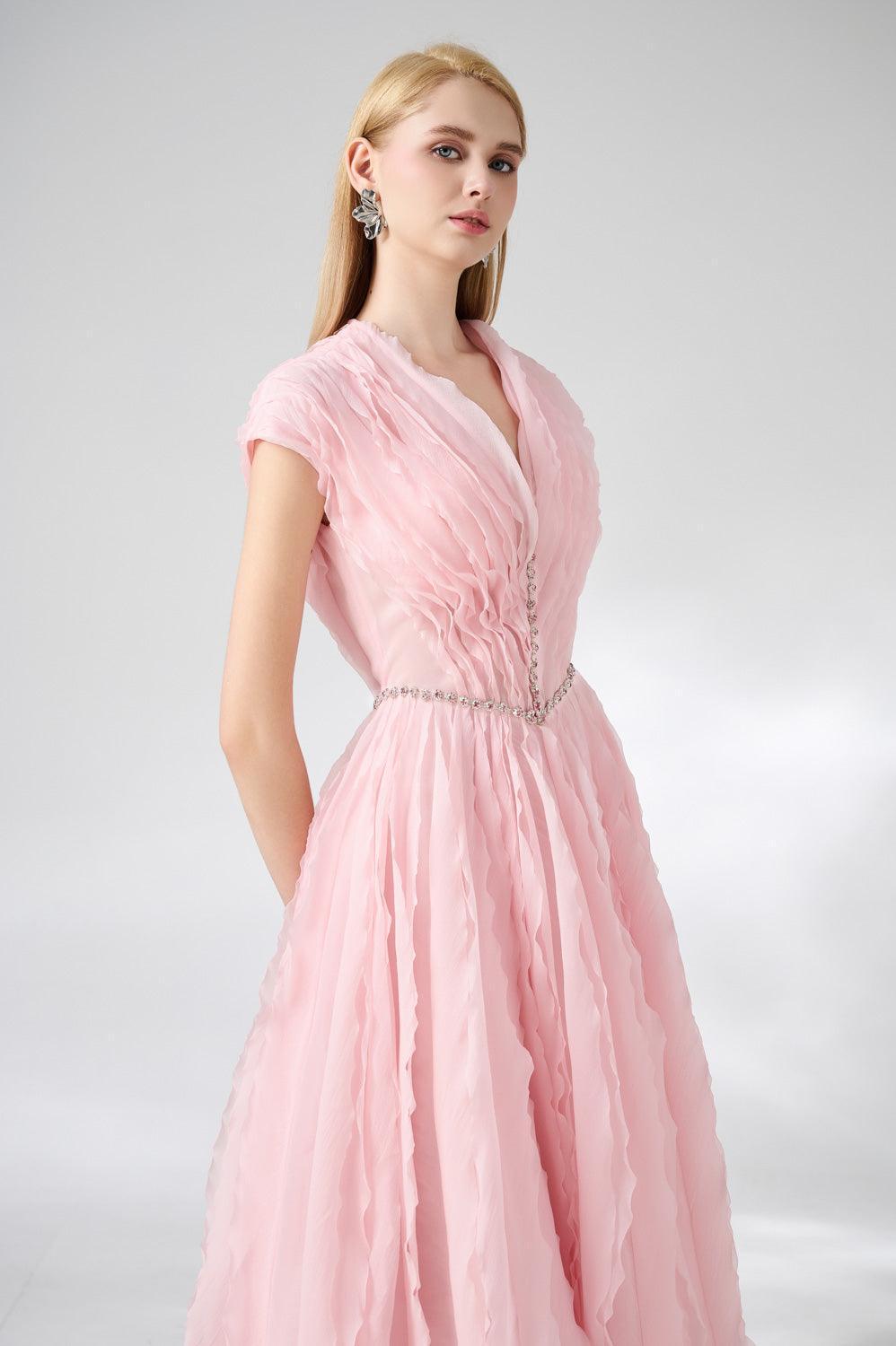 Calhoun Fit and Flare V-Neck Organza Midi Dress - MEAN BLVD