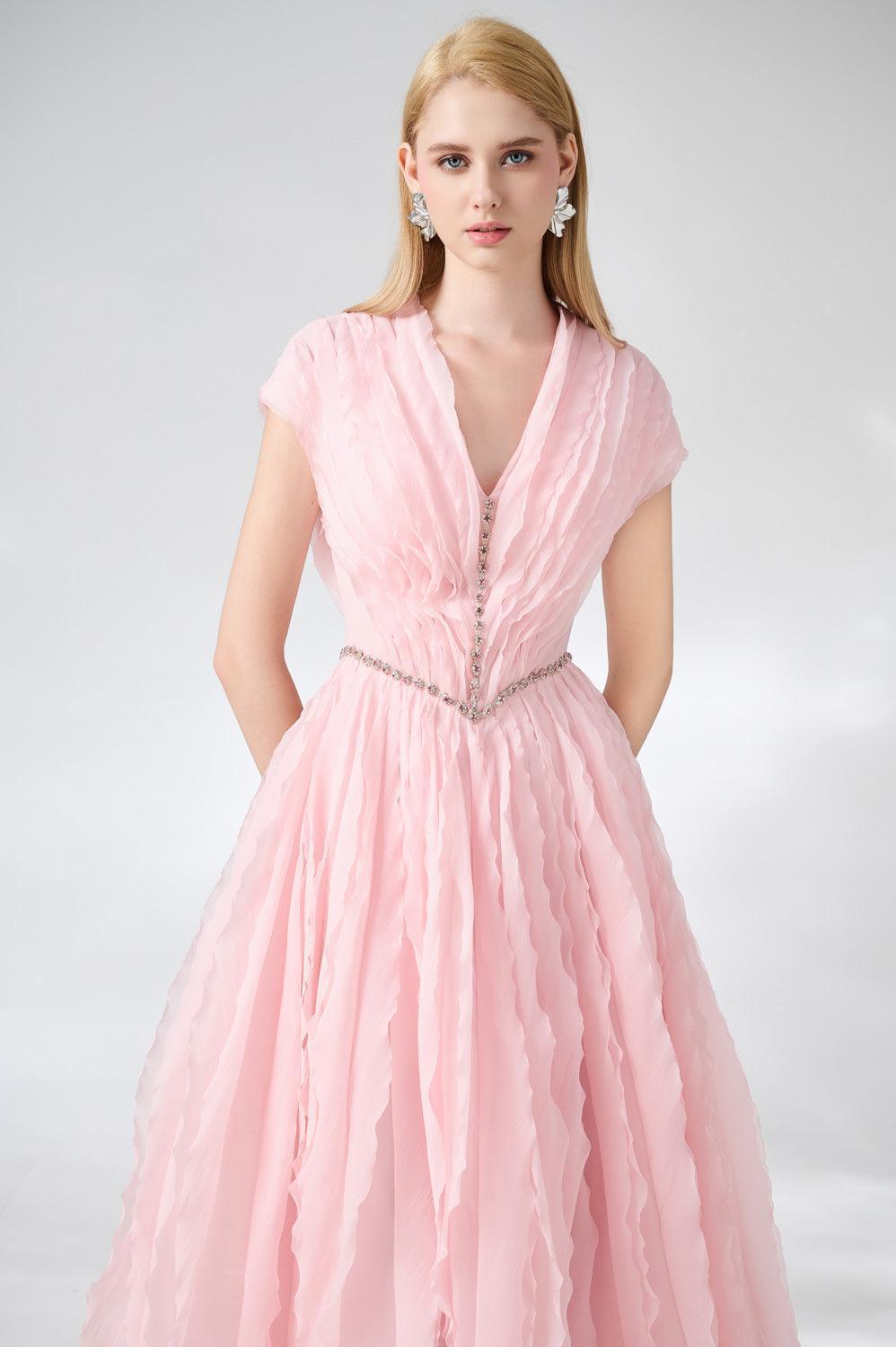 Calhoun Fit and Flare V-Neck Organza Midi Dress - MEAN BLVD