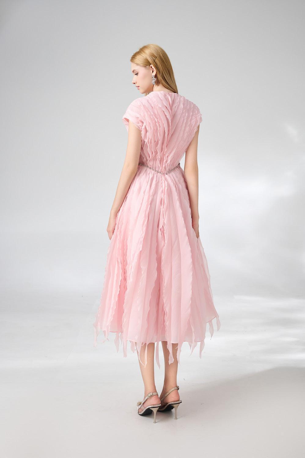 Calhoun Fit and Flare V-Neck Organza Midi Dress - MEAN BLVD