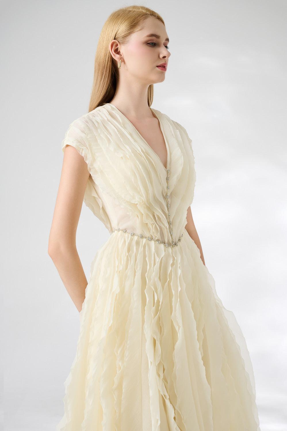 Calhoun Fit and Flare V-Neck Organza Midi Dress - MEAN BLVD