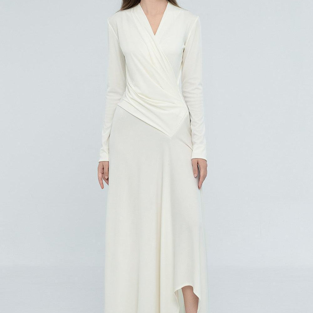 Cali Crossover Asymmetric Spandex Maxi Dress - MEAN BLVD