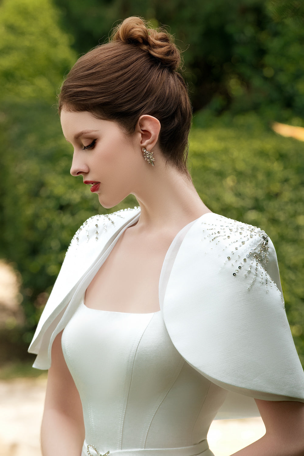 Marcele Pegged Square Neck Taffeta Maxi Dress