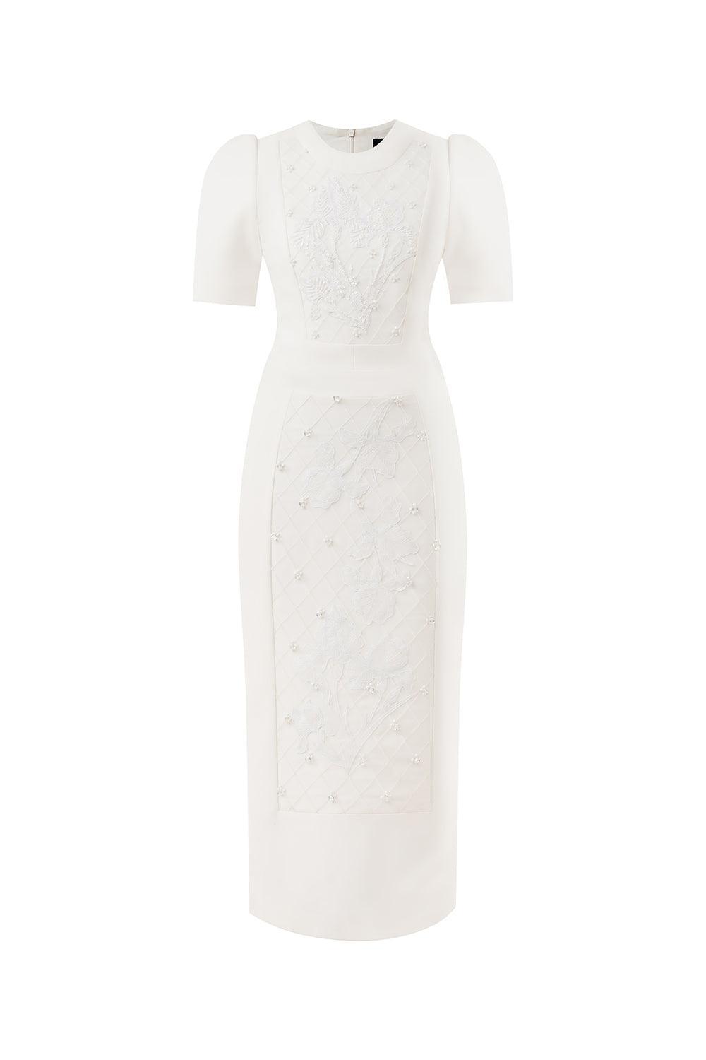 Calista Sheath Short Sleeved Linen Blend Midi Dress - MEAN BLVD