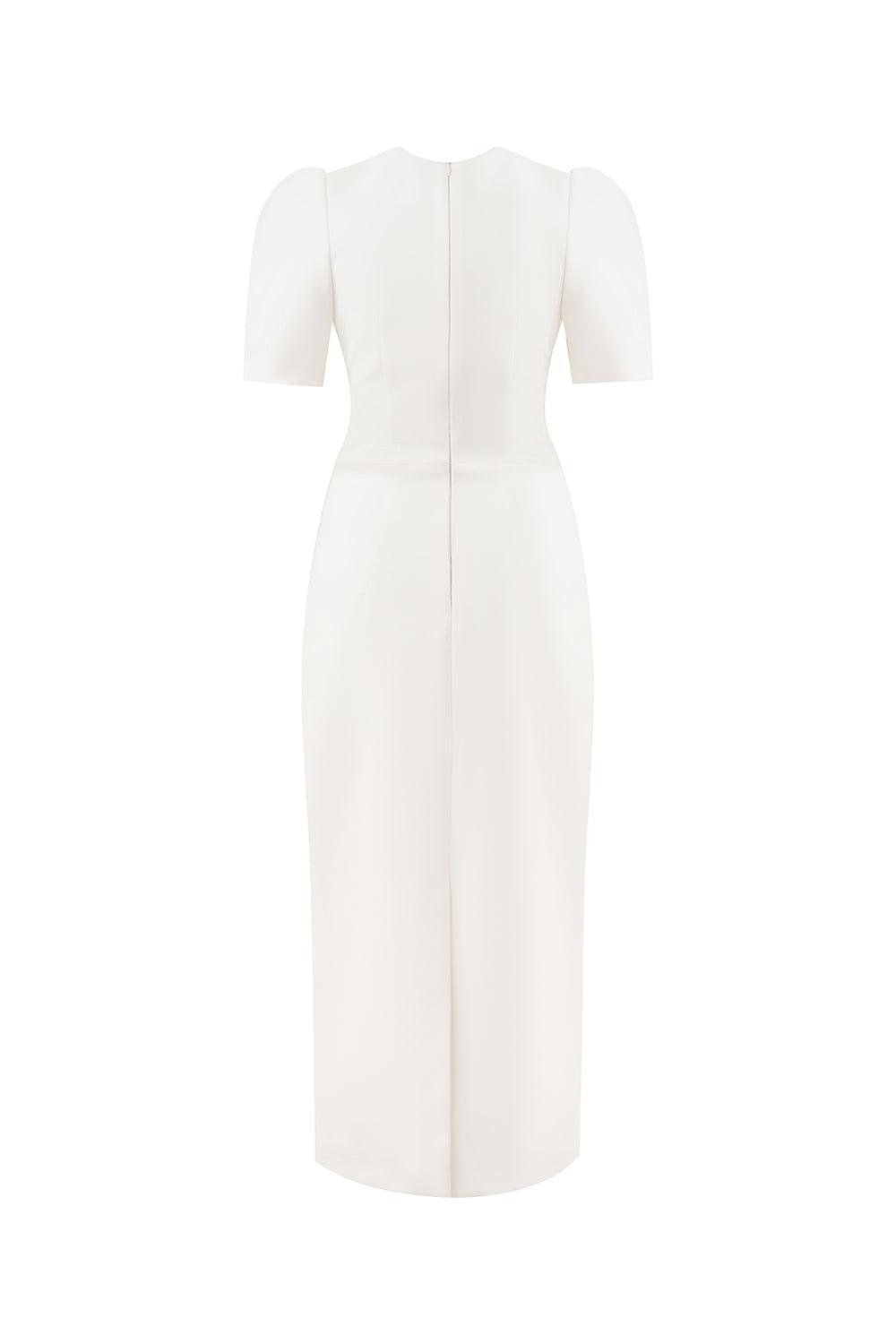 Calista Sheath Short Sleeved Linen Blend Midi Dress - MEAN BLVD