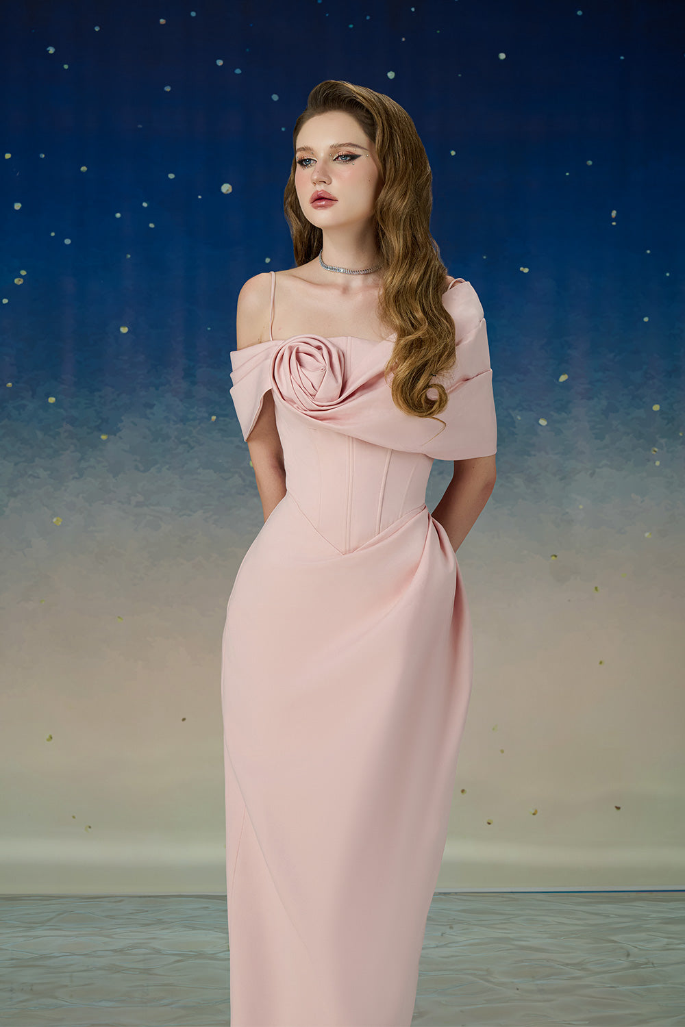 Elara Sheath Asymmetric Shoulder Taffeta Ankle Length Dress