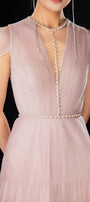 Calla A-line Pleated Chest Organza Floor Length Dress - MEAN BLVD