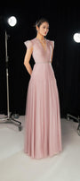 Calla A-line Pleated Chest Organza Floor Length Dress - MEAN BLVD