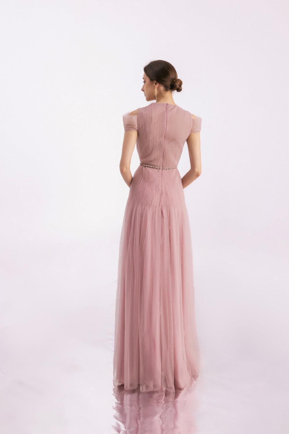 Calla A-line Pleated Chest Organza Floor Length Dress - MEAN BLVD