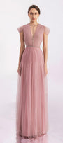 Calla A-line Pleated Chest Organza Floor Length Dress - MEAN BLVD