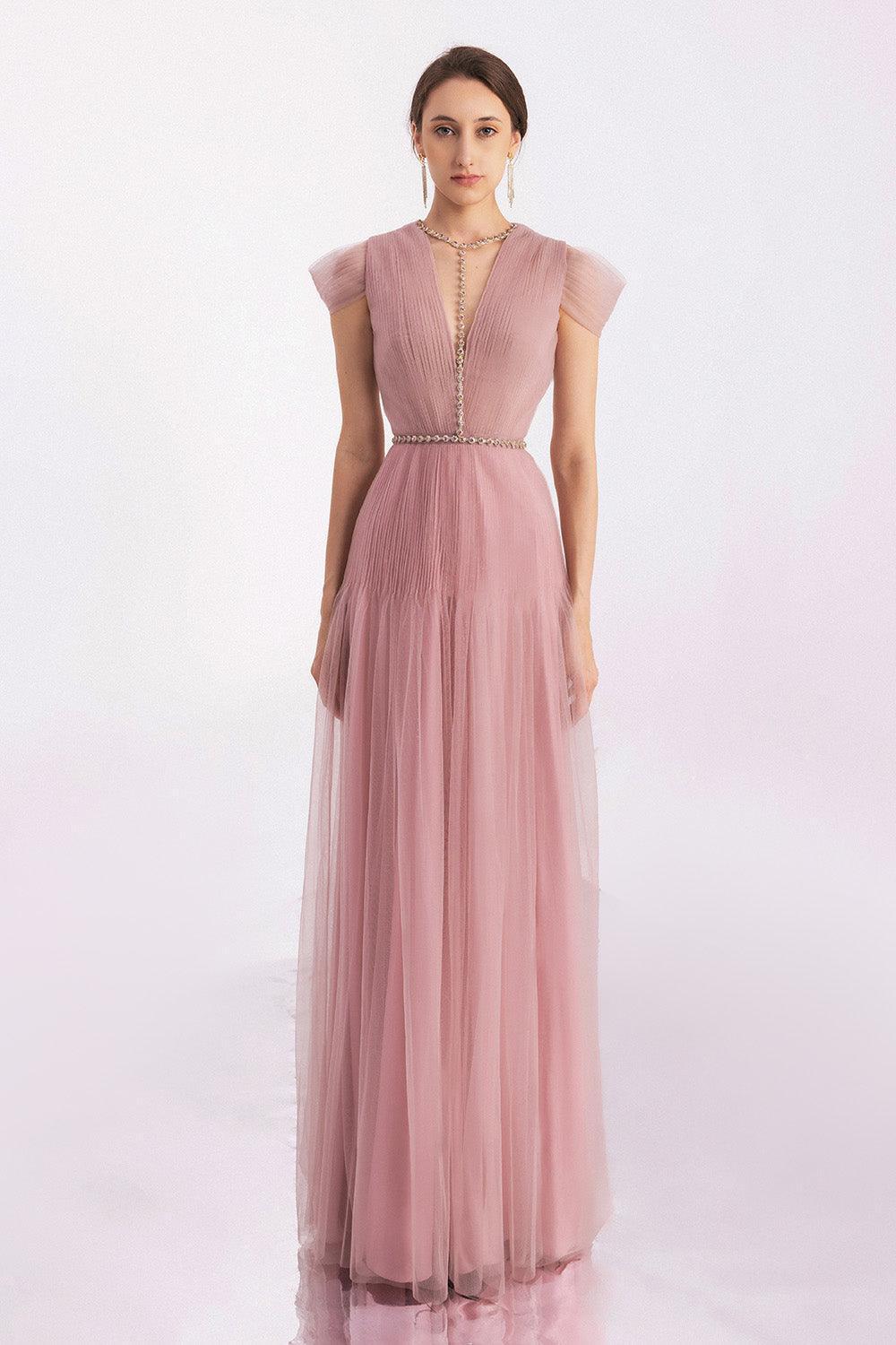 Calla A-line Pleated Chest Organza Floor Length Dress - MEAN BLVD