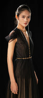 Calla A-line Pleated Chest Organza Floor Length Dress - MEAN BLVD