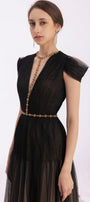 Calla A-line Pleated Chest Organza Floor Length Dress - MEAN BLVD
