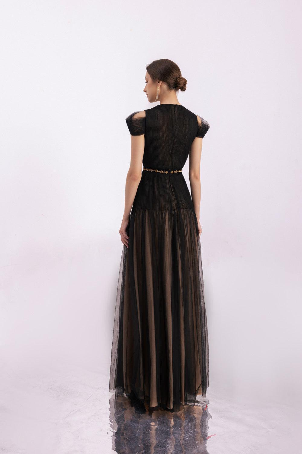Calla A-line Pleated Chest Organza Floor Length Dress - MEAN BLVD