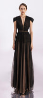Calla A-line Pleated Chest Organza Floor Length Dress - MEAN BLVD