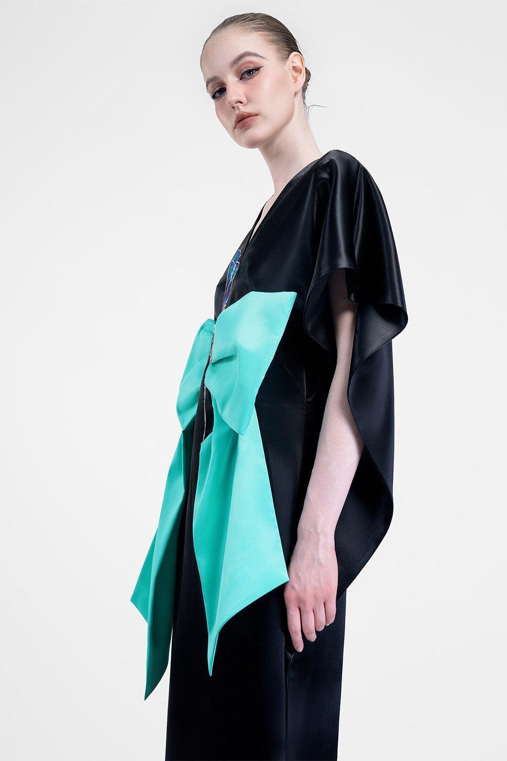 batwing satin maxi dress Leem Batwing Maxi Dress In Green