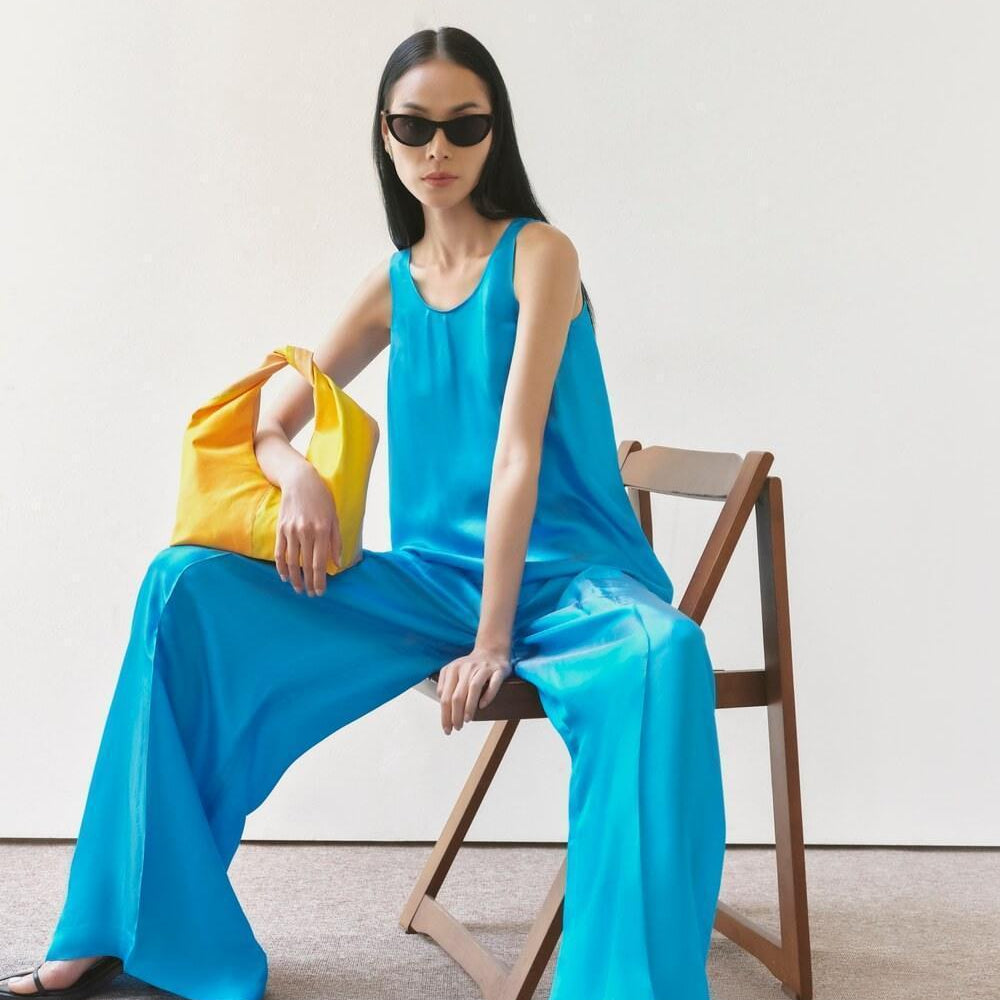 Callan Straight Sleeveless Silk Satin Top - MEAN BLVD