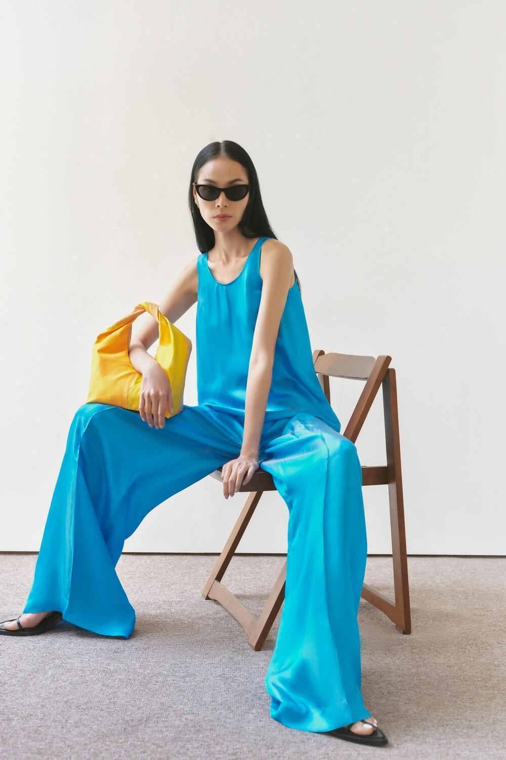 Callan Straight Sleeveless Silk Satin Top - MEAN BLVD