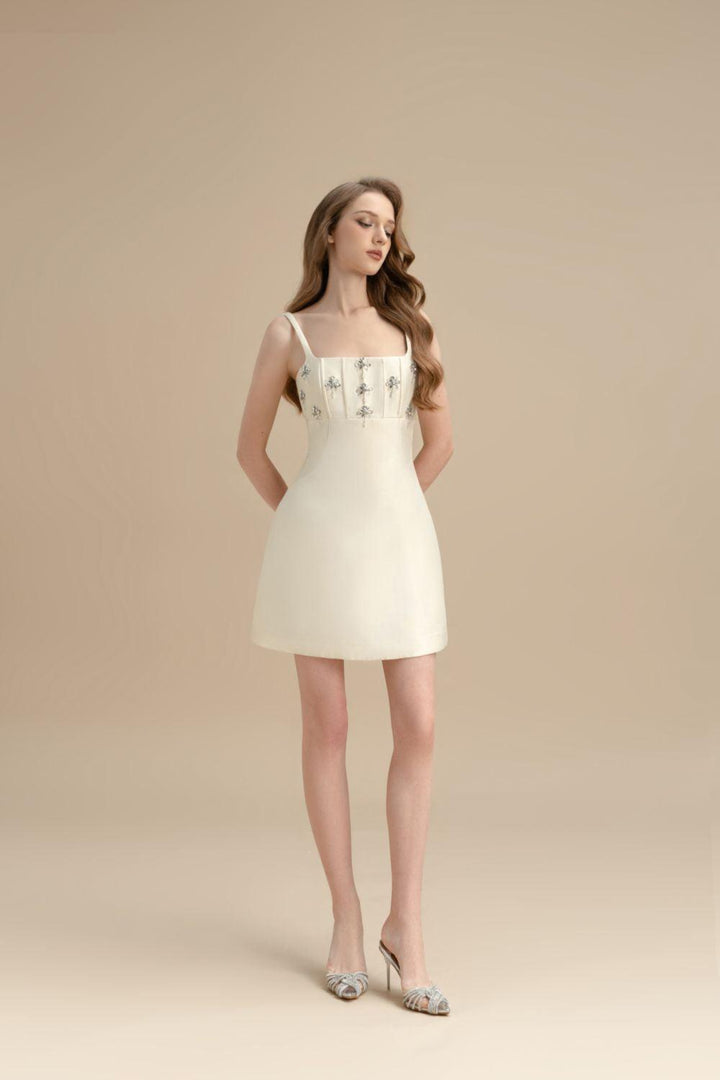 Calliope A-line Square Neck Taffeta Mini Dress - MEAN BLVD