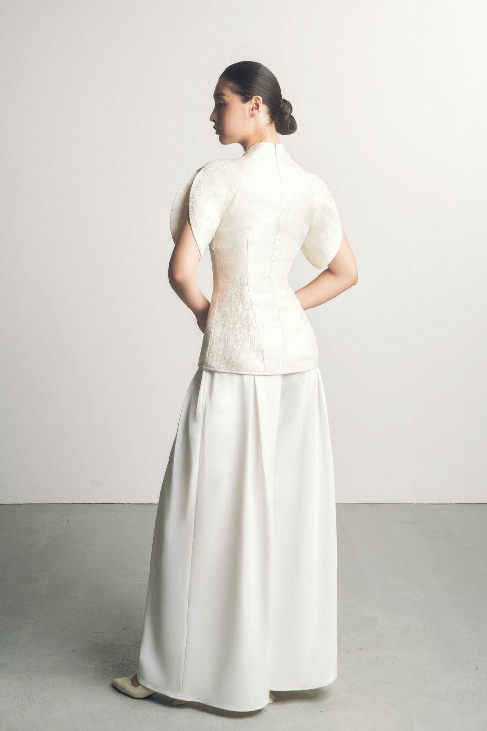 Cam Giao Flared Pleated Rayon Ankle Length Pants - MEAN BLVD