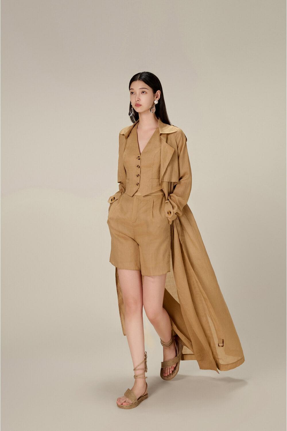 Belted Dress Trench Coat キャメル - トレンチコート