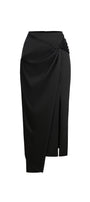 Camellia Asymmetric Twisted Silk Midi Skirt - MEAN BLVD
